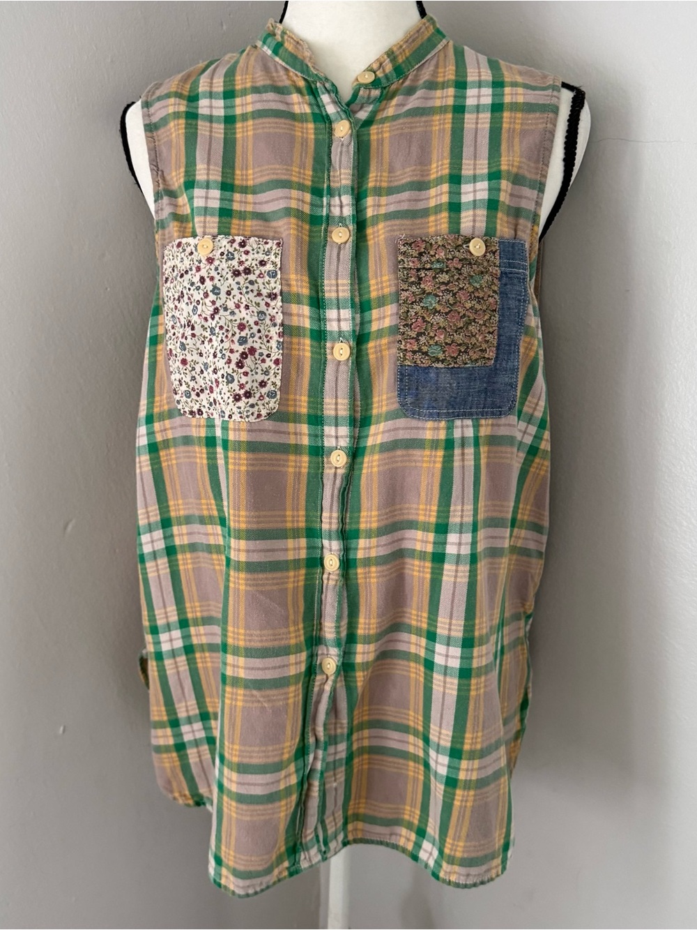 Ralph Lauren Vintage Denim & Supply c. 2013 Plaid Sleeveless Shirt Size Large